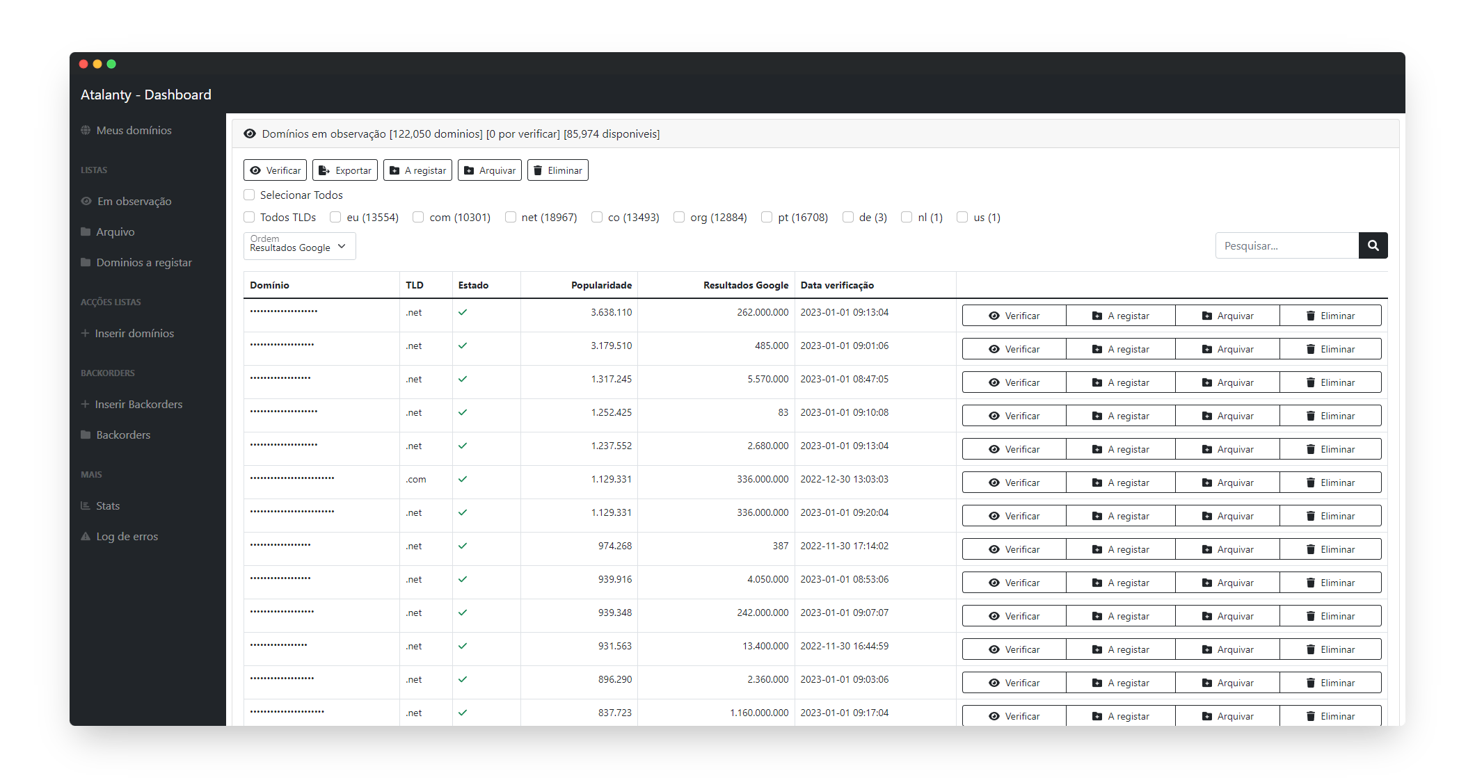 Atalanty dashboard